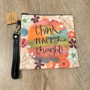 Shannon Road Simple Inspirations Square Wristlet Think Happy Thoughts NEW